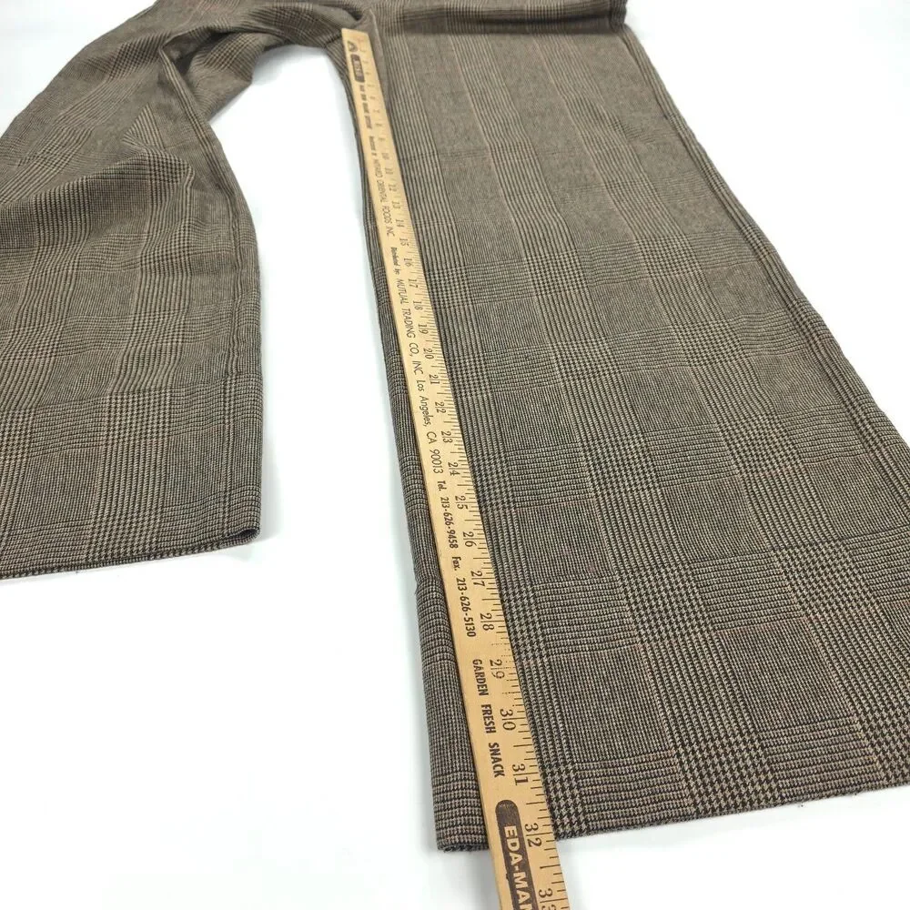 NEW CO Collections Wool Wide Leg Trouser Plaid Academia Old Money Quiet Luxury - Picture 5 of 13